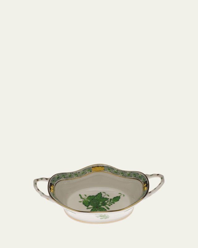 Chinese Bouquet Green Large Basket with Handles